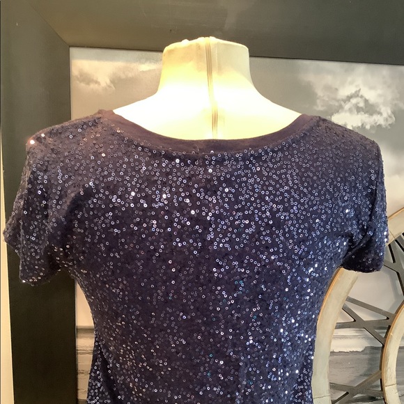Calvin Klein Navy Sequin Tee in M - Picture 5 of 9
